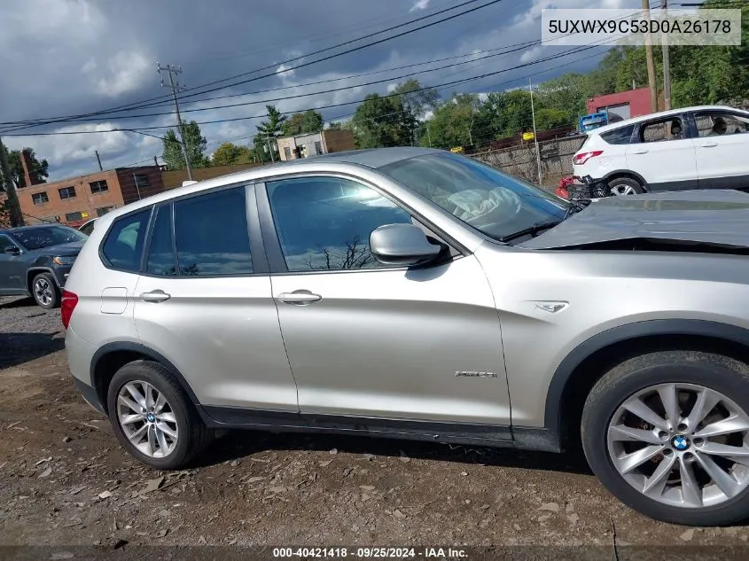 2013 BMW X3 xDrive28I VIN: 5UXWX9C53D0A26178 Lot: 40421418