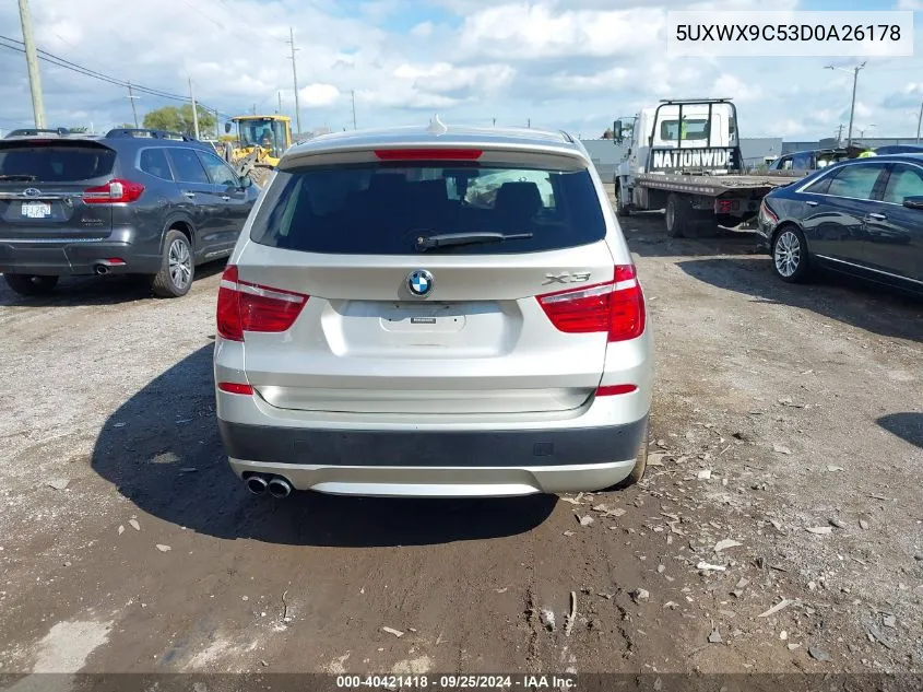 2013 BMW X3 xDrive28I VIN: 5UXWX9C53D0A26178 Lot: 40421418