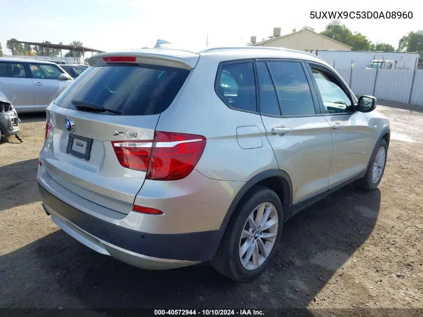 2013 BMW X3 xDrive28I VIN: 5UXWX9C53D0A08960 Lot: 40572944