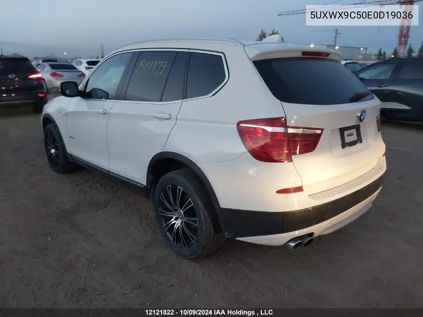 2014 BMW X3 VIN: 5UXWX9C50E0D19036 Lot: 12121822