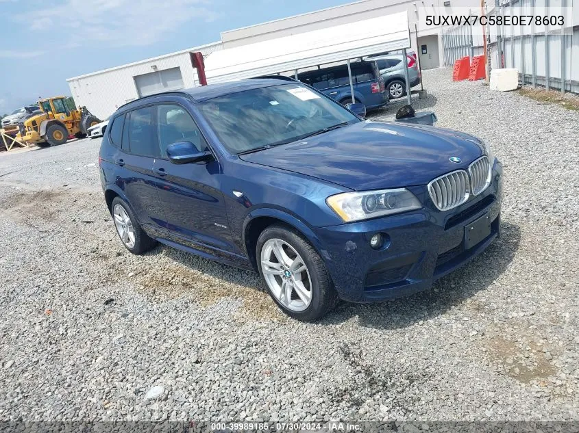 2014 BMW X3 xDrive35I VIN: 5UXWX7C58E0E78603 Lot: 39989185