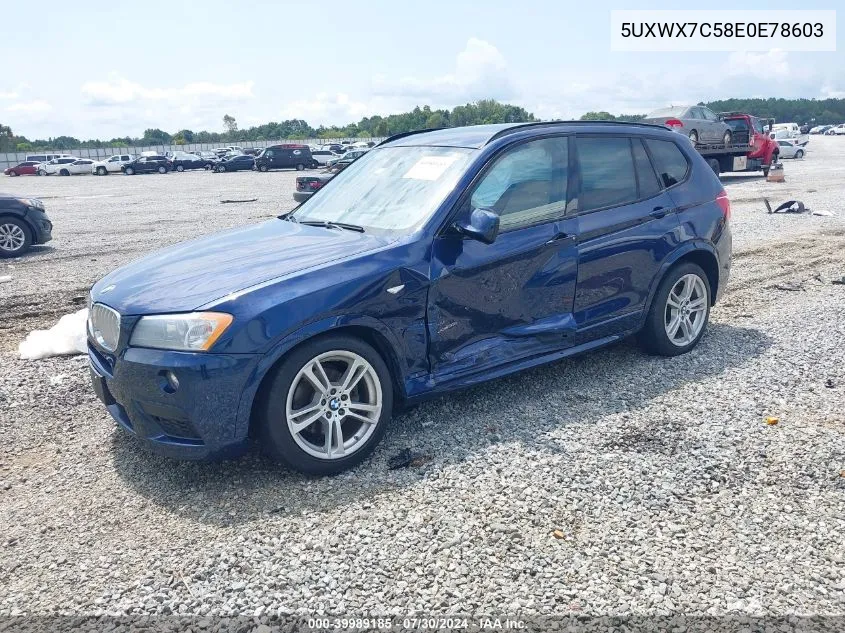 2014 BMW X3 xDrive35I VIN: 5UXWX7C58E0E78603 Lot: 39989185