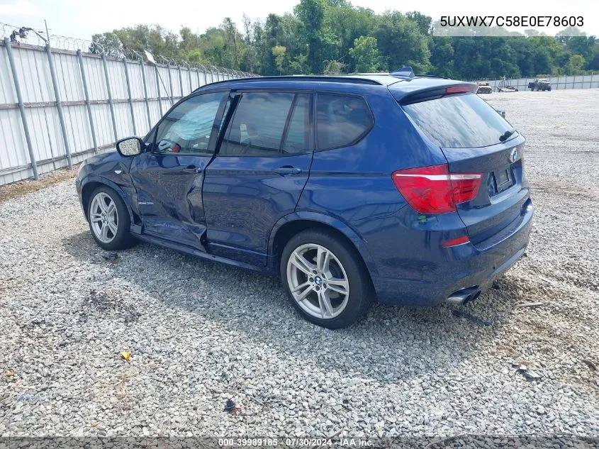 2014 BMW X3 xDrive35I VIN: 5UXWX7C58E0E78603 Lot: 39989185