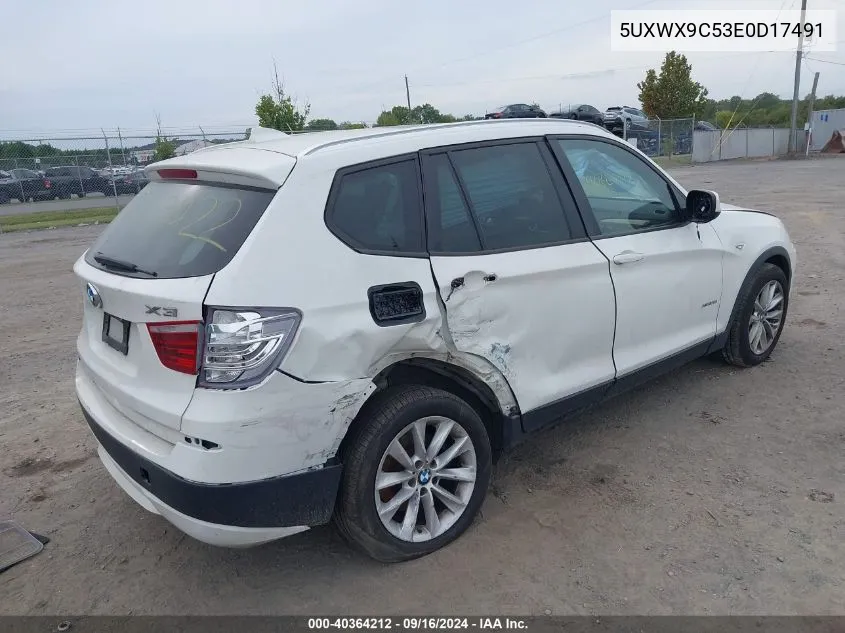 2014 BMW X3 xDrive28I VIN: 5UXWX9C53E0D17491 Lot: 40364212