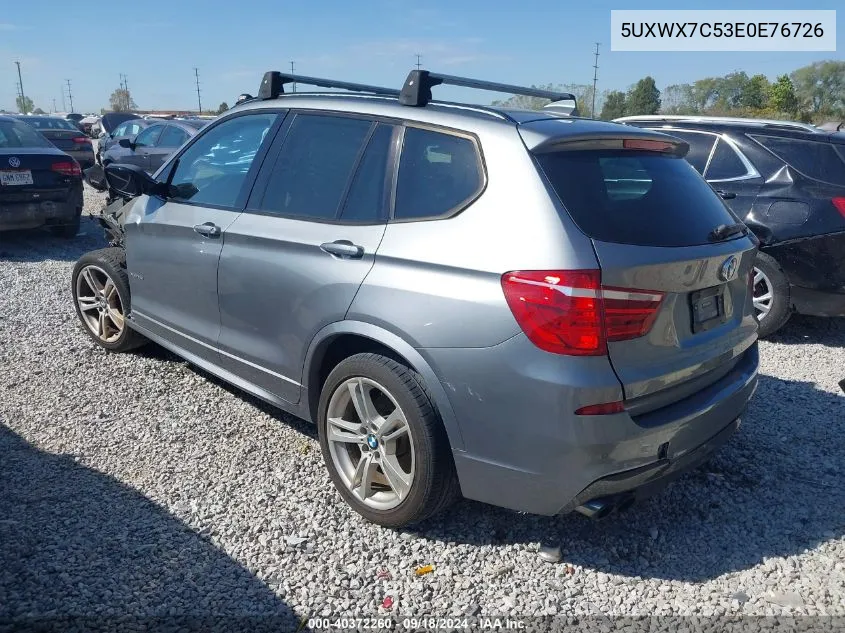 2014 BMW X3 xDrive35I VIN: 5UXWX7C53E0E76726 Lot: 40372260