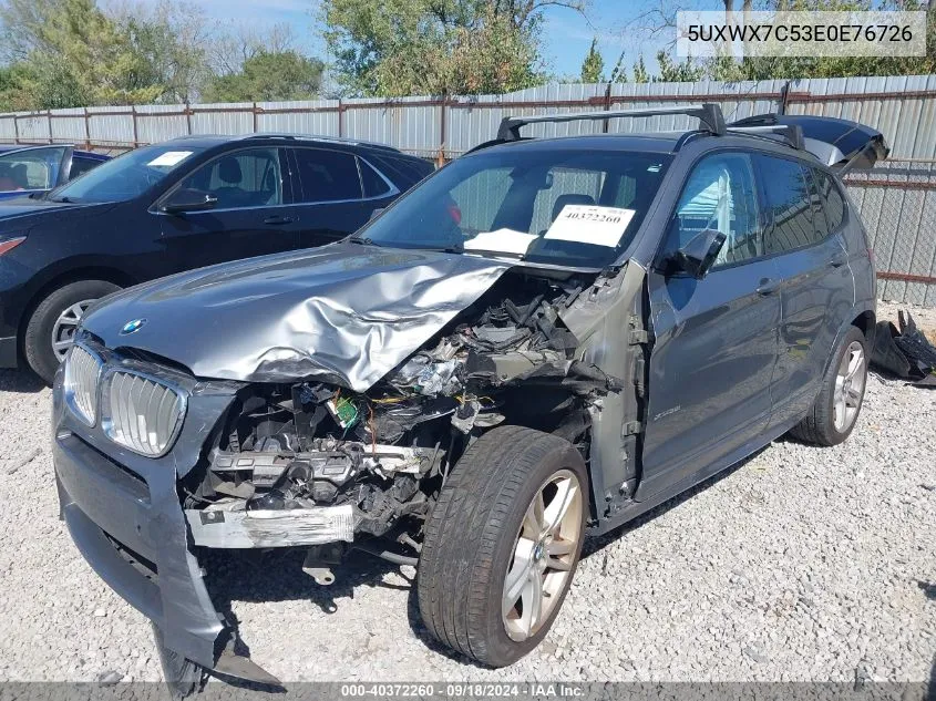 2014 BMW X3 xDrive35I VIN: 5UXWX7C53E0E76726 Lot: 40372260