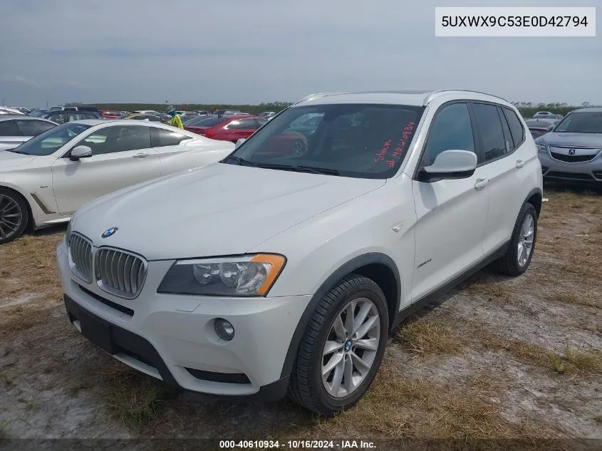 2014 BMW X3 xDrive28I VIN: 5UXWX9C53E0D42794 Lot: 40610934