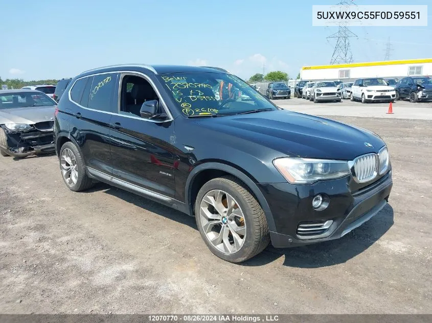 2015 BMW X3 2.8I VIN: 5UXWX9C55F0D59551 Lot: 12070770