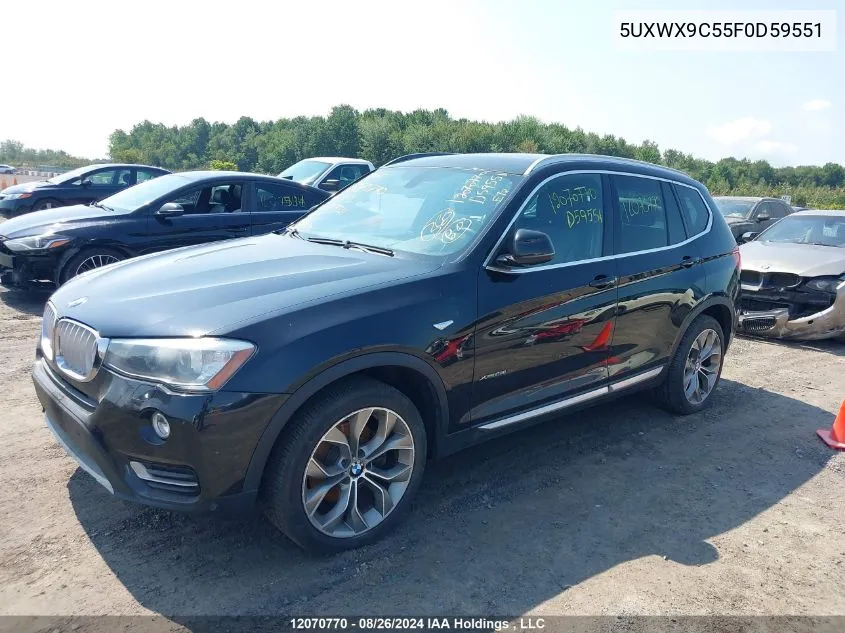 2015 BMW X3 2.8I VIN: 5UXWX9C55F0D59551 Lot: 12070770