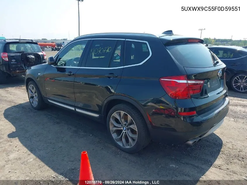 2015 BMW X3 2.8I VIN: 5UXWX9C55F0D59551 Lot: 12070770