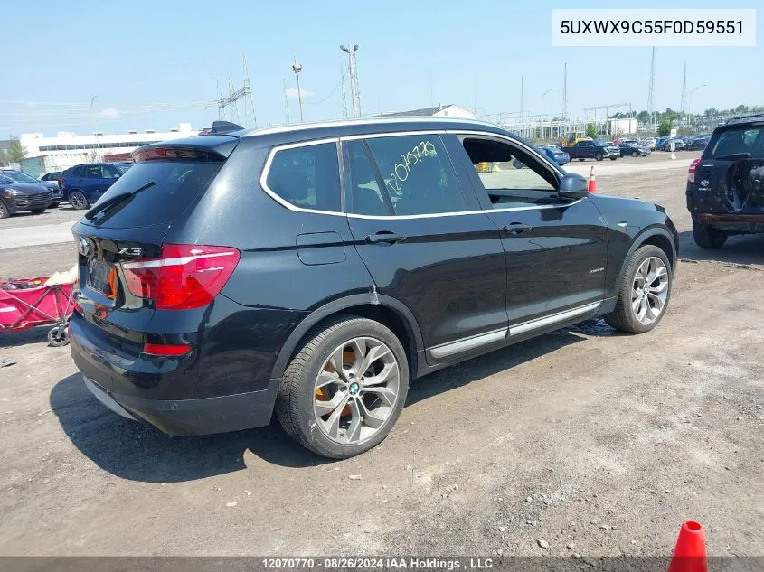 2015 BMW X3 2.8I VIN: 5UXWX9C55F0D59551 Lot: 12070770