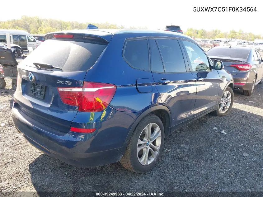 2015 BMW X3 xDrive35I VIN: 5UXWX7C51F0K34564 Lot: 39249963