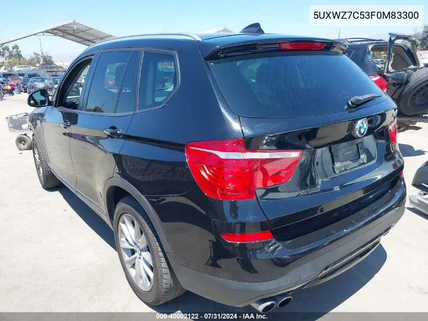 2015 BMW X3 Sdrive28I VIN: 5UXWZ7C53F0M83300 Lot: 40002122