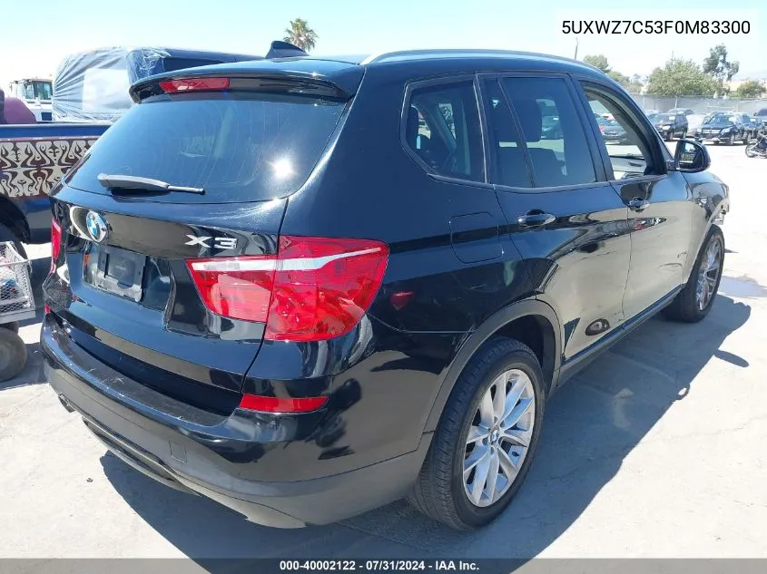 2015 BMW X3 Sdrive28I VIN: 5UXWZ7C53F0M83300 Lot: 40002122