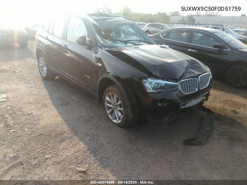 2015 BMW X3 xDrive28I VIN: 5UXWX9C50F0D51759 Lot: 40074499