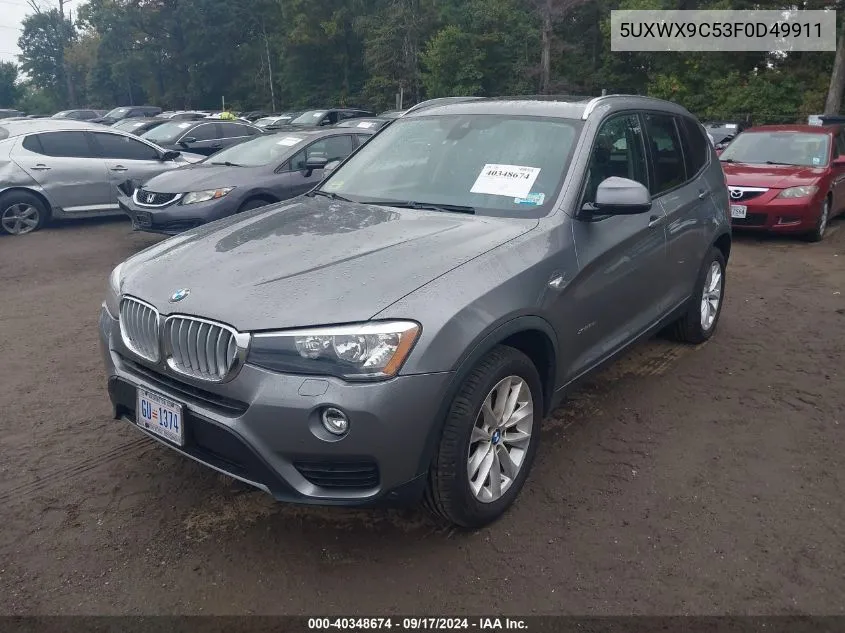 2015 BMW X3 xDrive28I VIN: 5UXWX9C53F0D49911 Lot: 40348674