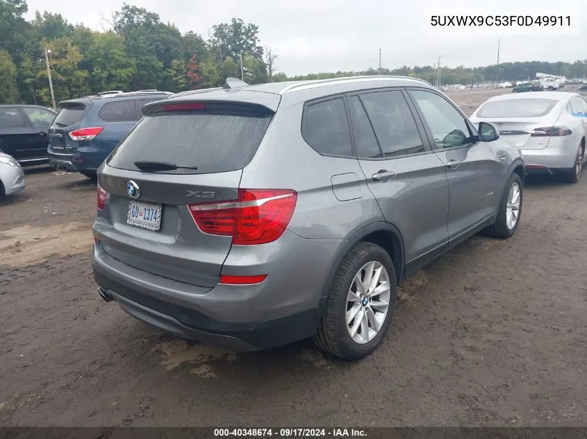 2015 BMW X3 xDrive28I VIN: 5UXWX9C53F0D49911 Lot: 40348674