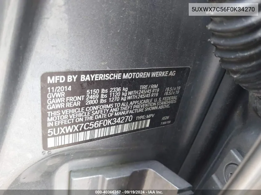 5UXWX7C56F0K34270 2015 BMW X3 xDrive35I