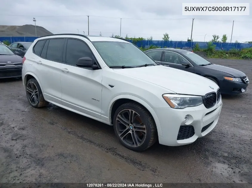 2016 BMW X3 3.5I VIN: 5UXWX7C50G0R17177 Lot: 12078261