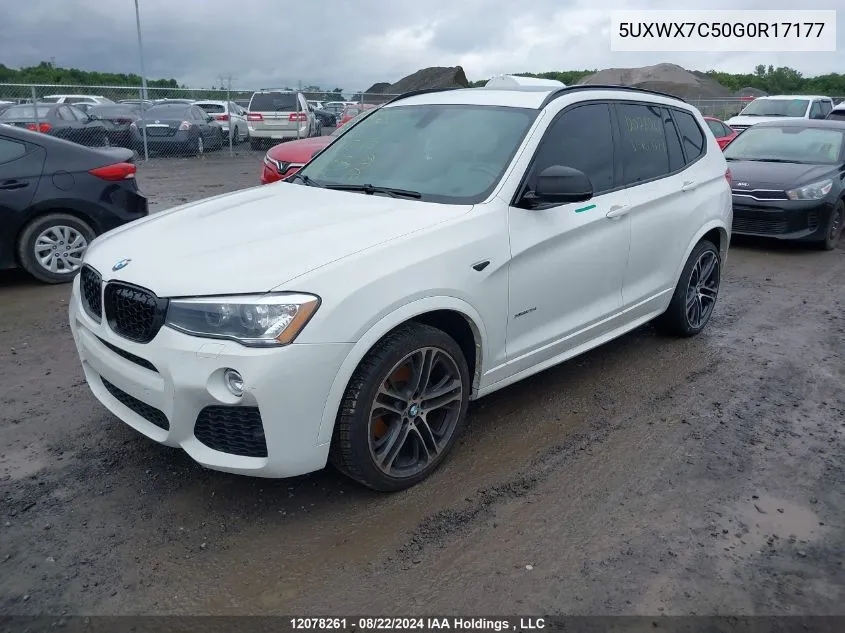 2016 BMW X3 3.5I VIN: 5UXWX7C50G0R17177 Lot: 12078261