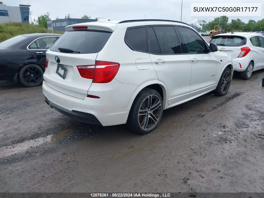 2016 BMW X3 3.5I VIN: 5UXWX7C50G0R17177 Lot: 12078261