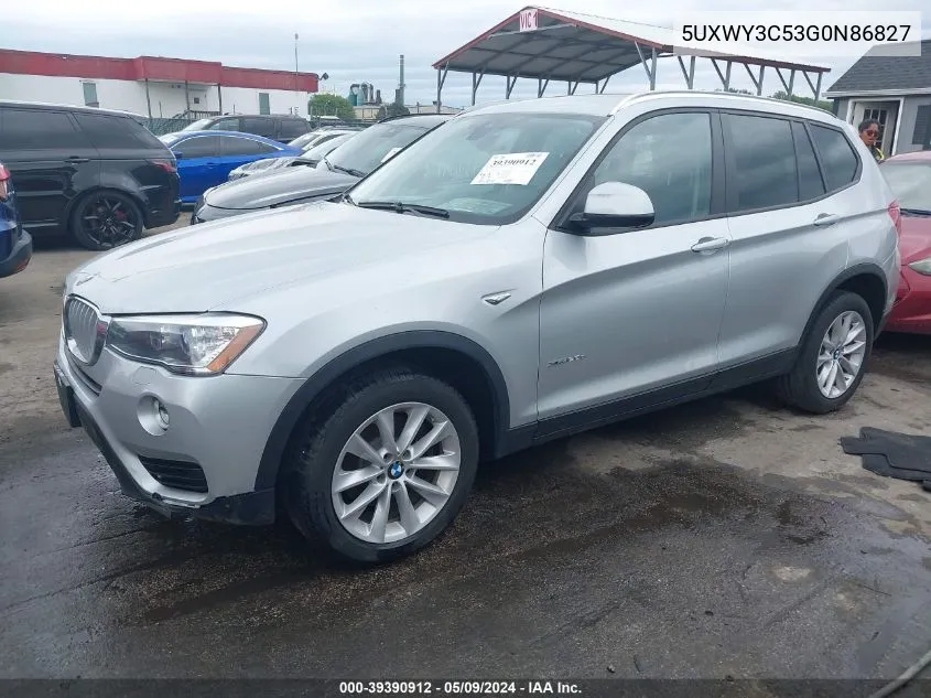 2016 BMW X3 xDrive28D VIN: 5UXWY3C53G0N86827 Lot: 39390912