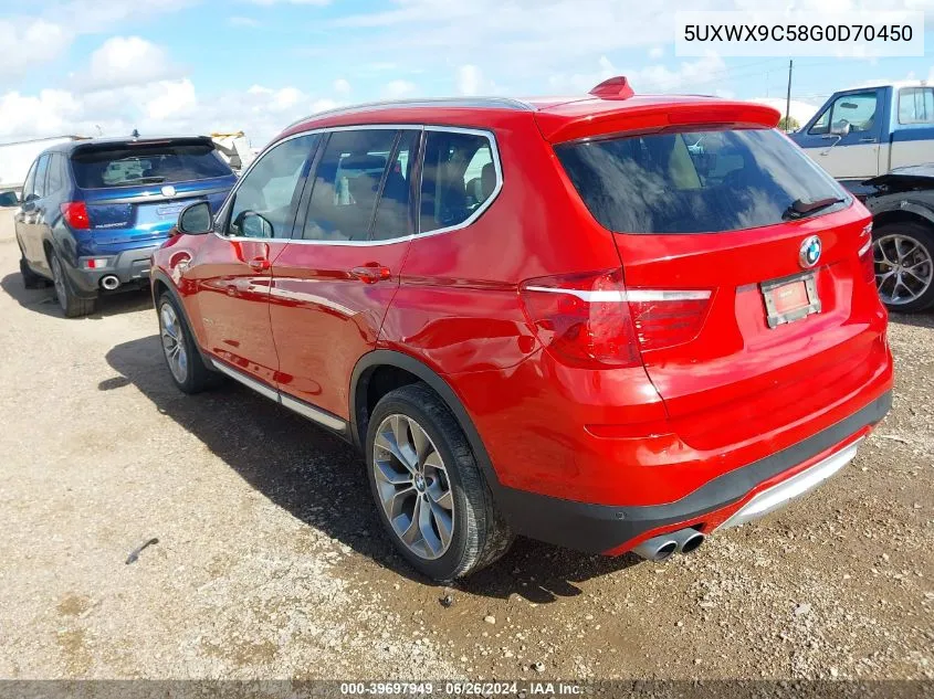 2016 BMW X3 xDrive28I VIN: 5UXWX9C58G0D70450 Lot: 39697949