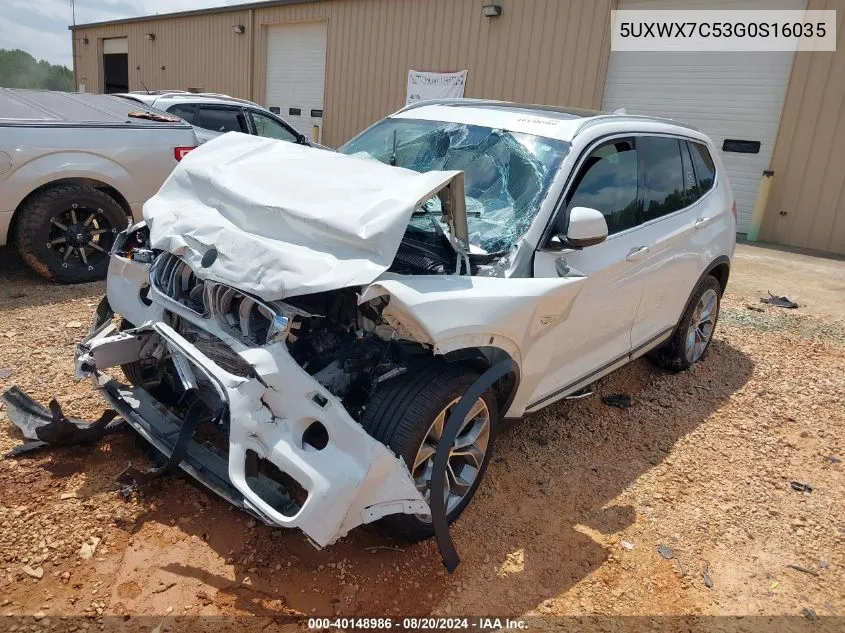 2016 BMW X3 xDrive35I VIN: 5UXWX7C53G0S16035 Lot: 40148986