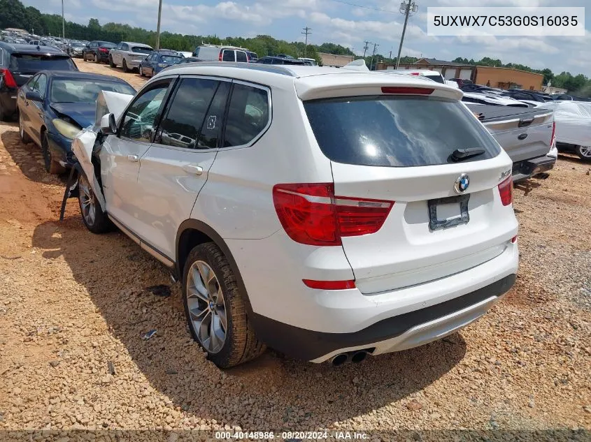 2016 BMW X3 xDrive35I VIN: 5UXWX7C53G0S16035 Lot: 40148986