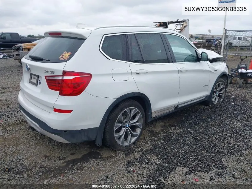 2016 BMW X3 xDrive28D VIN: 5UXWY3C53G0N88335 Lot: 40160337