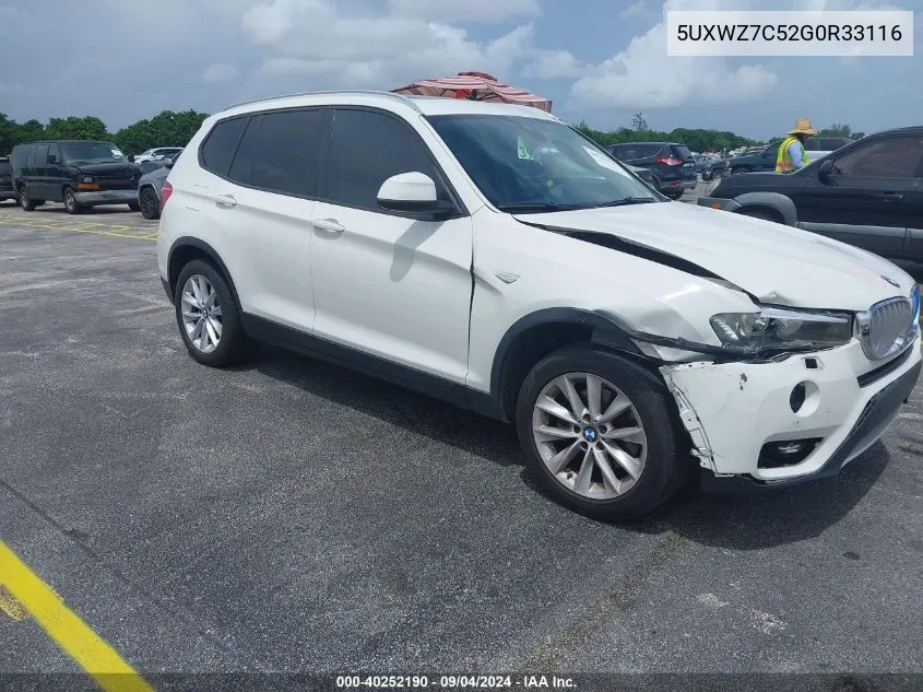 2016 BMW X3 Sdrive28I VIN: 5UXWZ7C52G0R33116 Lot: 40252190