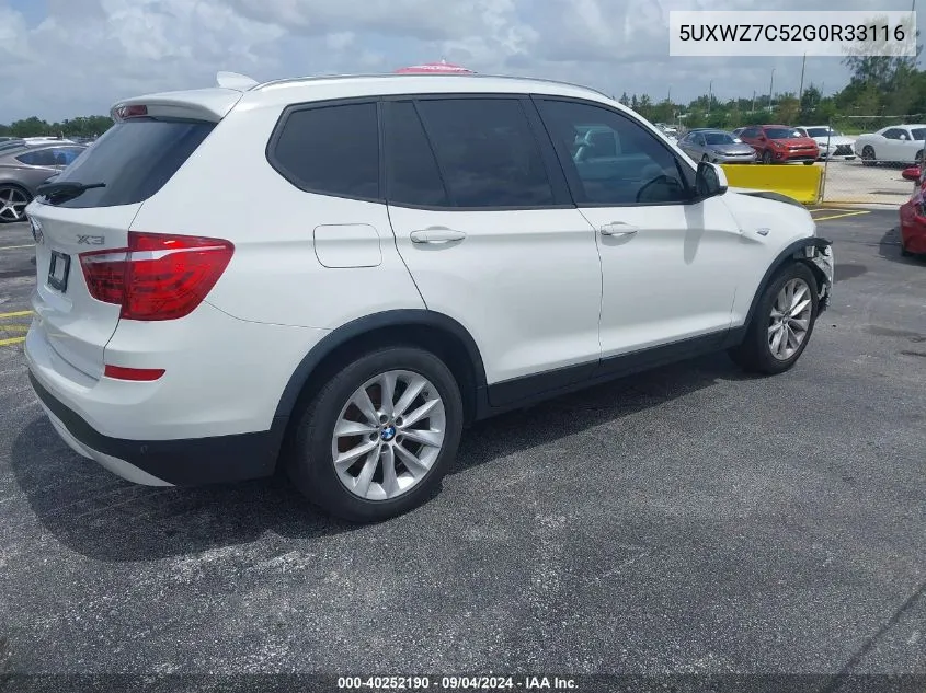 2016 BMW X3 Sdrive28I VIN: 5UXWZ7C52G0R33116 Lot: 40252190