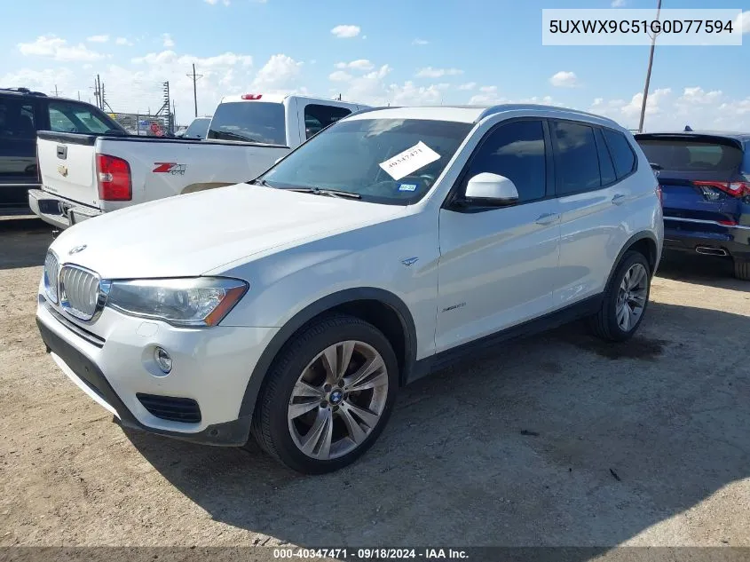 2016 BMW X3 xDrive28I VIN: 5UXWX9C51G0D77594 Lot: 40347471