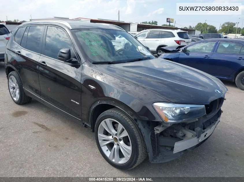 2016 BMW X3 Sdrive28I VIN: 5UXWZ7C58G0R33430 Lot: 40415285