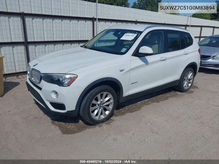 5UXWZ7C51G0M83894 2016 BMW X3 Sdrive28I