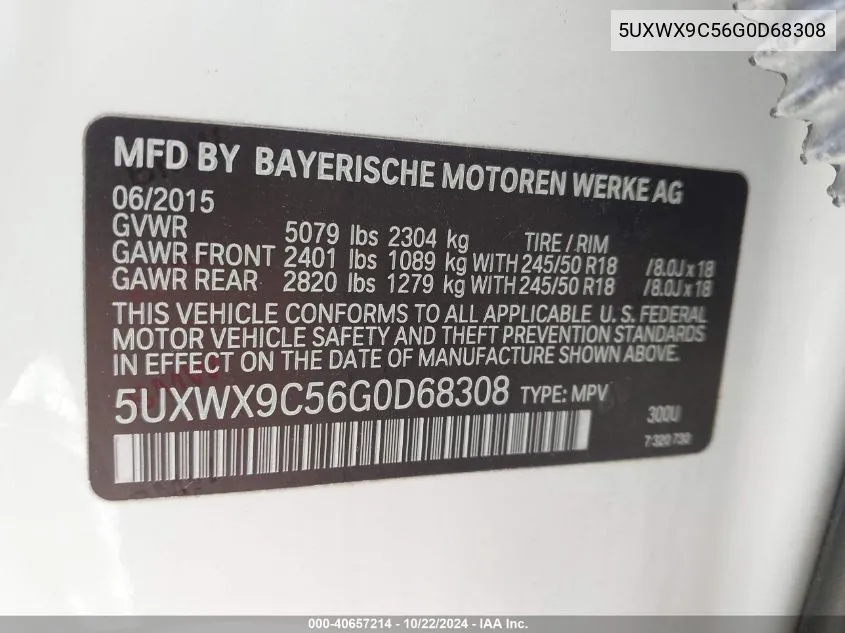 5UXWX9C56G0D68308 2016 BMW X3 xDrive28I