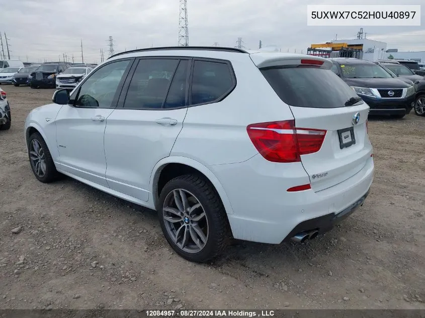 2017 BMW X3 VIN: 5UXWX7C52H0U40897 Lot: 12084957