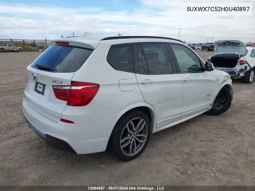 2017 BMW X3 VIN: 5UXWX7C52H0U40897 Lot: 12084957