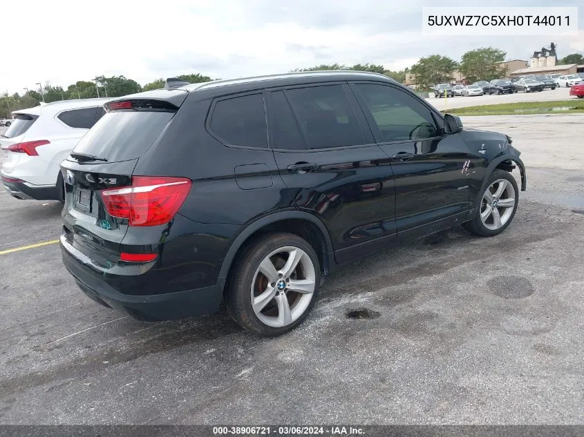 2017 BMW X3 Sdrive28I VIN: 5UXWZ7C5XH0T44011 Lot: 38906721