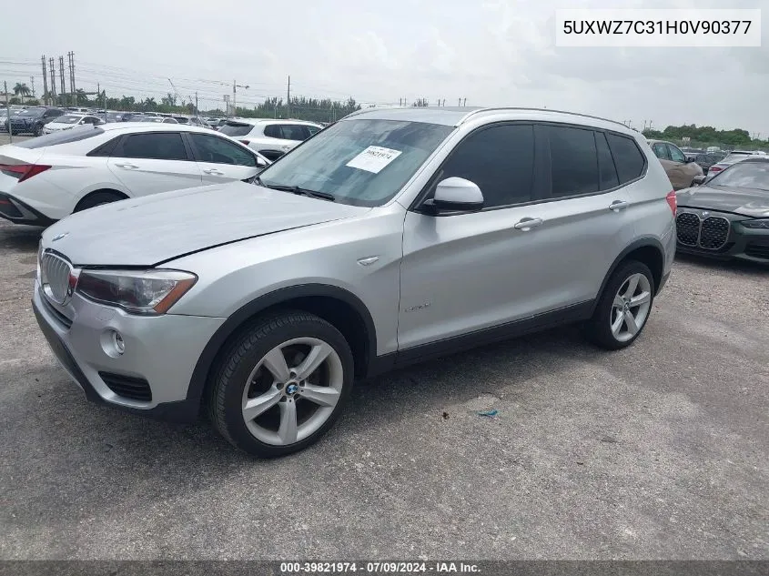 2017 BMW X3 Sdrive28I VIN: 5UXWZ7C31H0V90377 Lot: 39821974