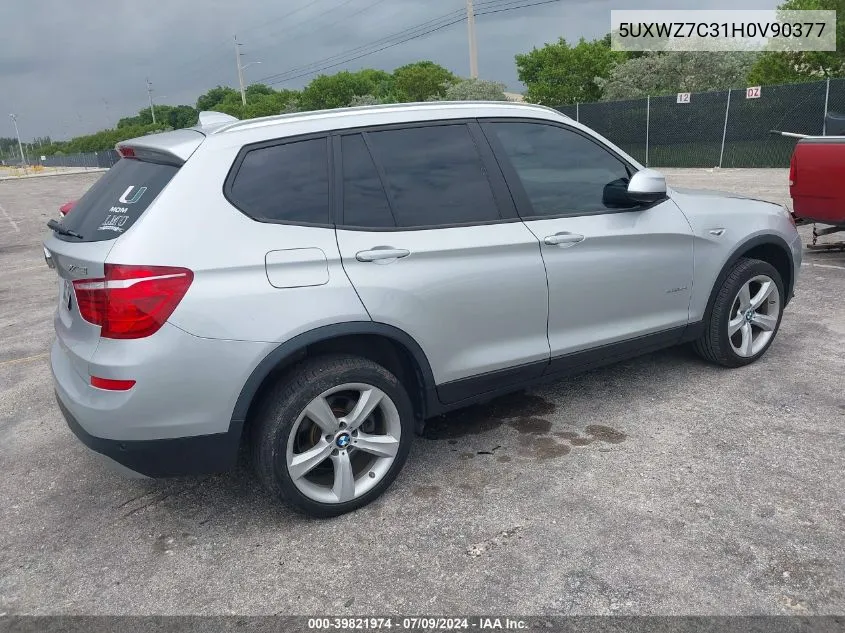 2017 BMW X3 Sdrive28I VIN: 5UXWZ7C31H0V90377 Lot: 39821974