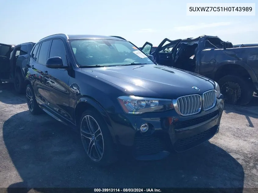 2017 BMW X3 Sdrive28I VIN: 5UXWZ7C51H0T43989 Lot: 39913114