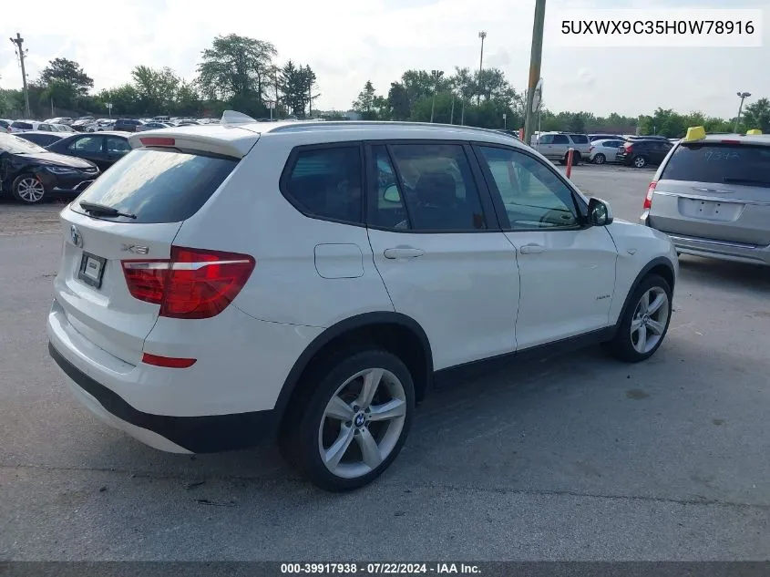 2017 BMW X3 xDrive28I VIN: 5UXWX9C35H0W78916 Lot: 39917938