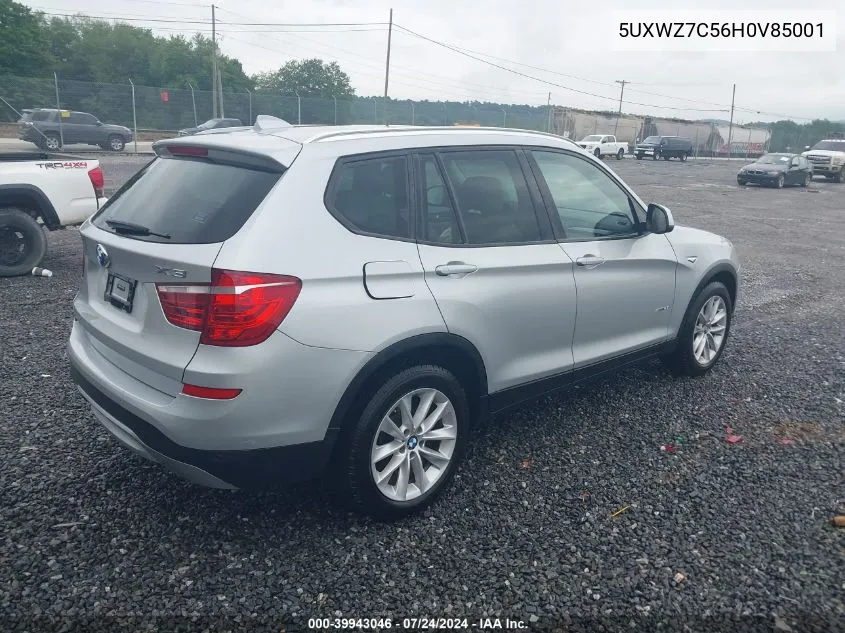 2017 BMW X3 Sdrive28I VIN: 5UXWZ7C56H0V85001 Lot: 39943046