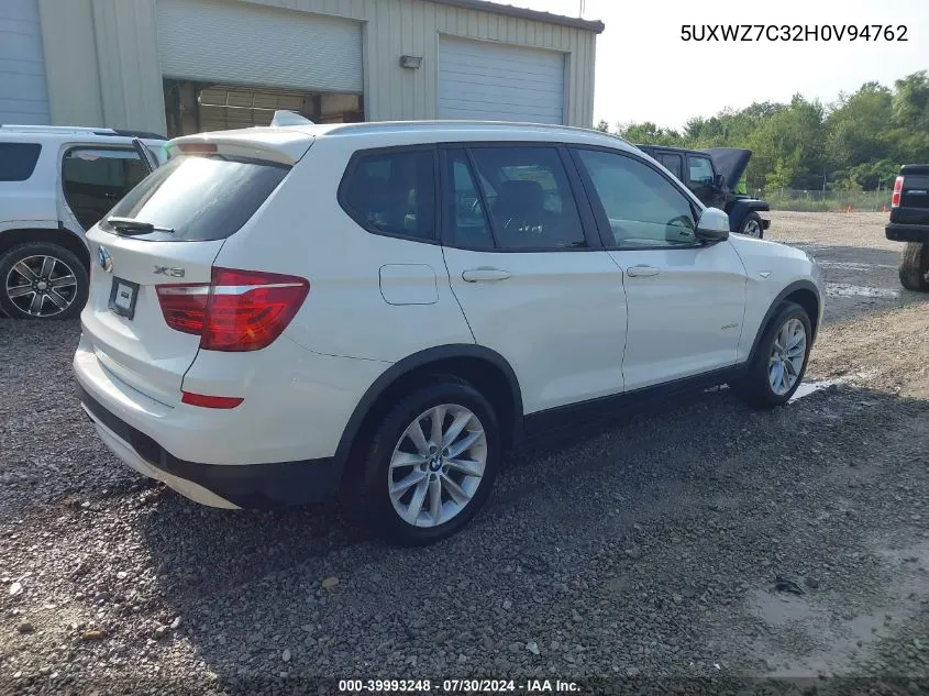 2017 BMW X3 Sdrive28I VIN: 5UXWZ7C32H0V94762 Lot: 39993248