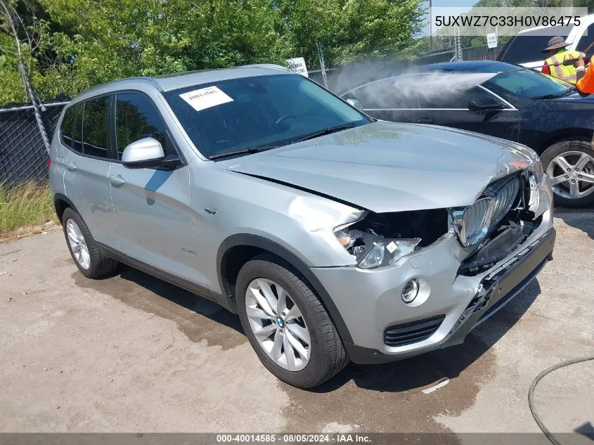 5UXWZ7C33H0V86475 2017 BMW X3 Sdrive28I