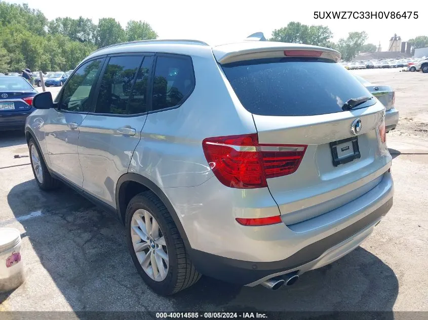 2017 BMW X3 Sdrive28I VIN: 5UXWZ7C33H0V86475 Lot: 40014585