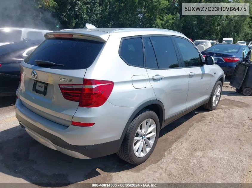 2017 BMW X3 Sdrive28I VIN: 5UXWZ7C33H0V86475 Lot: 40014585