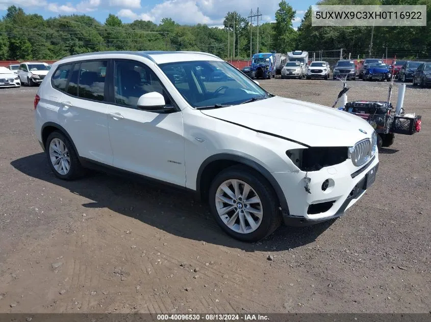 2017 BMW X3 xDrive28I VIN: 5UXWX9C3XH0T16922 Lot: 40096530