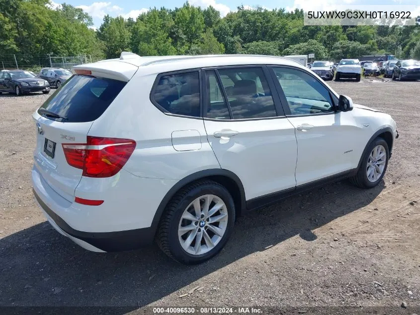 2017 BMW X3 xDrive28I VIN: 5UXWX9C3XH0T16922 Lot: 40096530